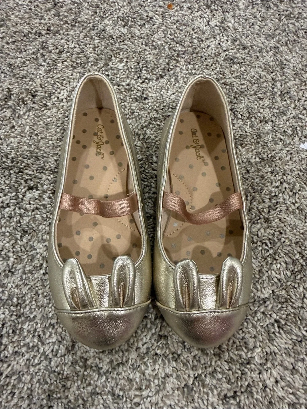 Cat & Jack Girls' Metallic Gold Bunny Ear Ballet Flats